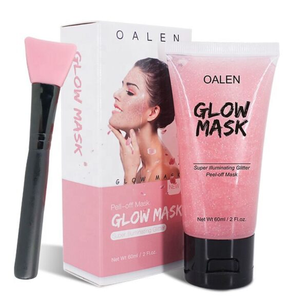 Hot Sale Private Label Lightening Pink Glitter Pink Glitter Glow Face Mask 60ml